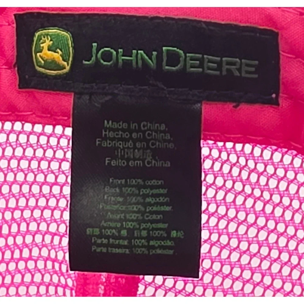 JOHN‎ DEERE Snapback Gray Pink Mesh NWOT Trucker Hat Baseball Cap Tractor Farm
